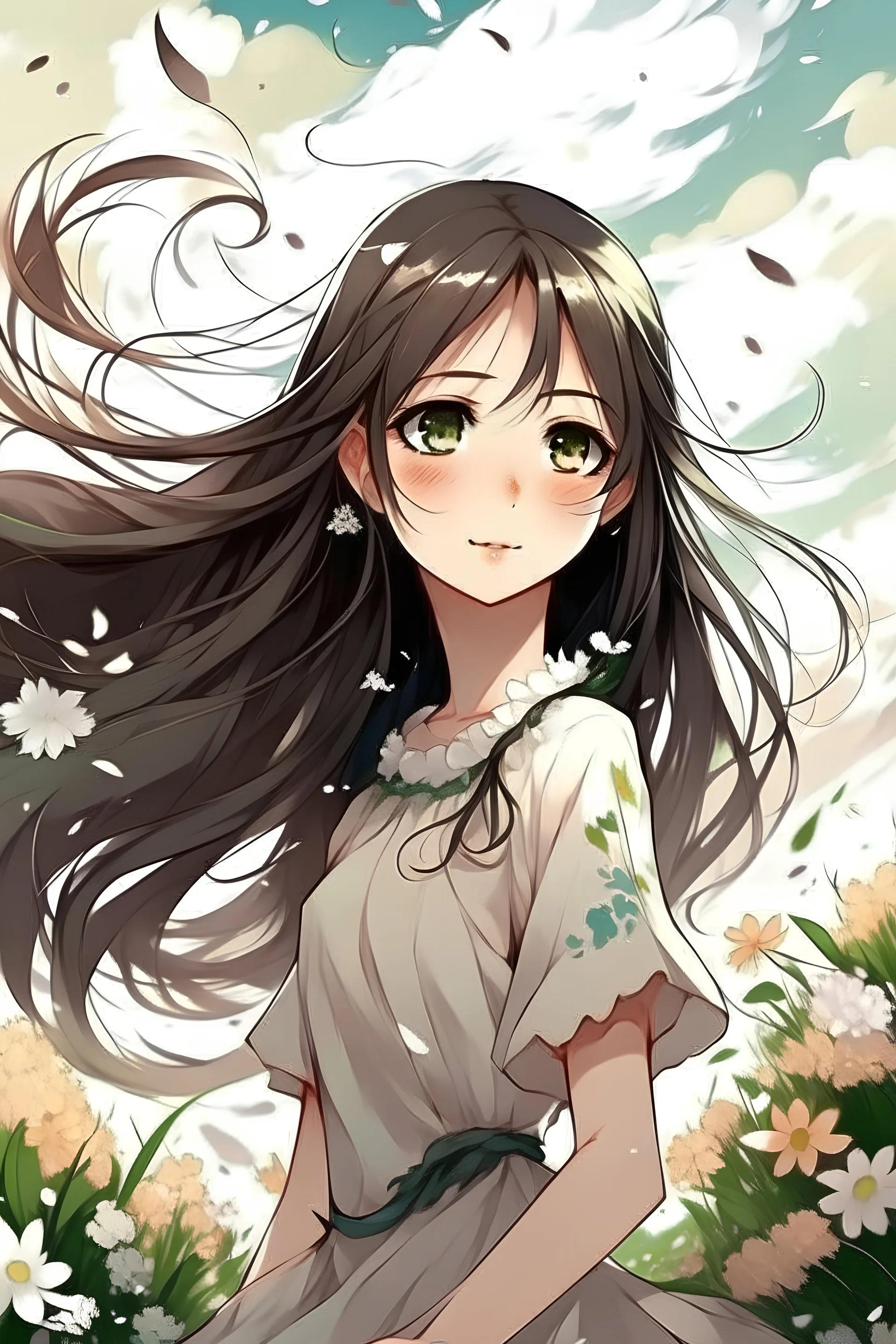 anime girl long black hair into swinging anime girl long black hair