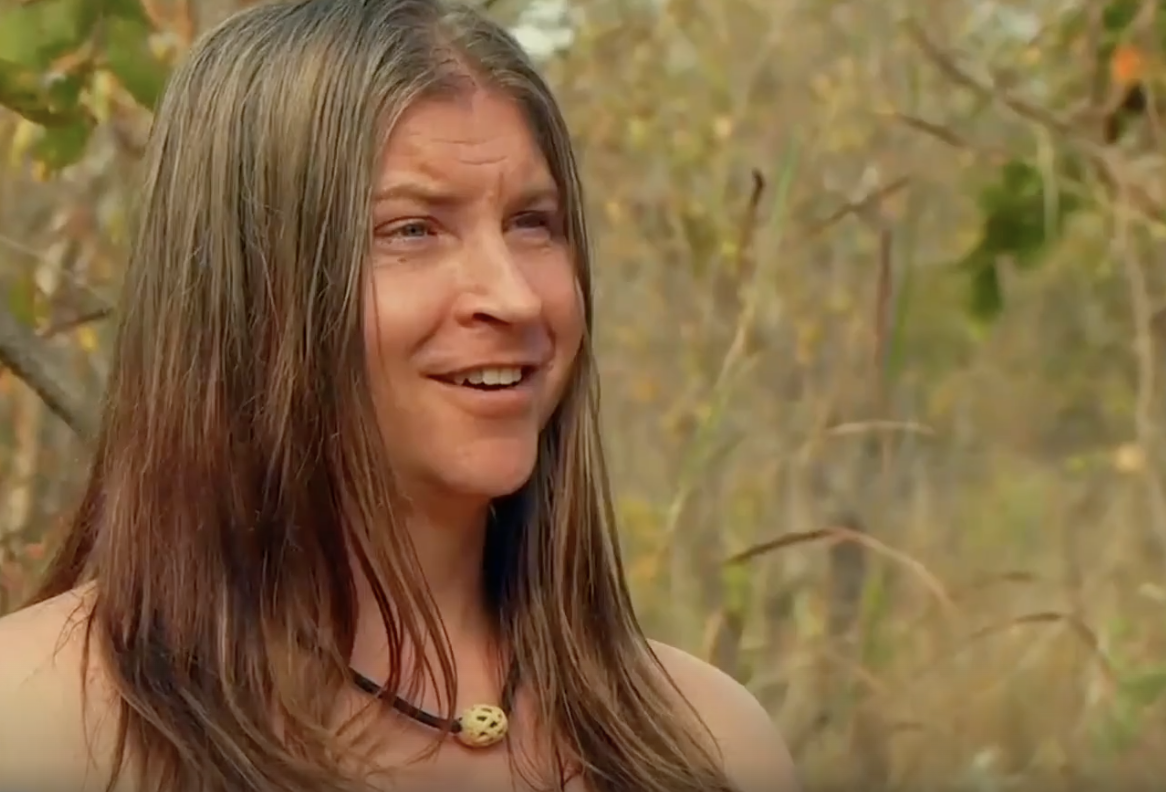 julia naked and afraid - masturbate in crowd cant hold cumshot